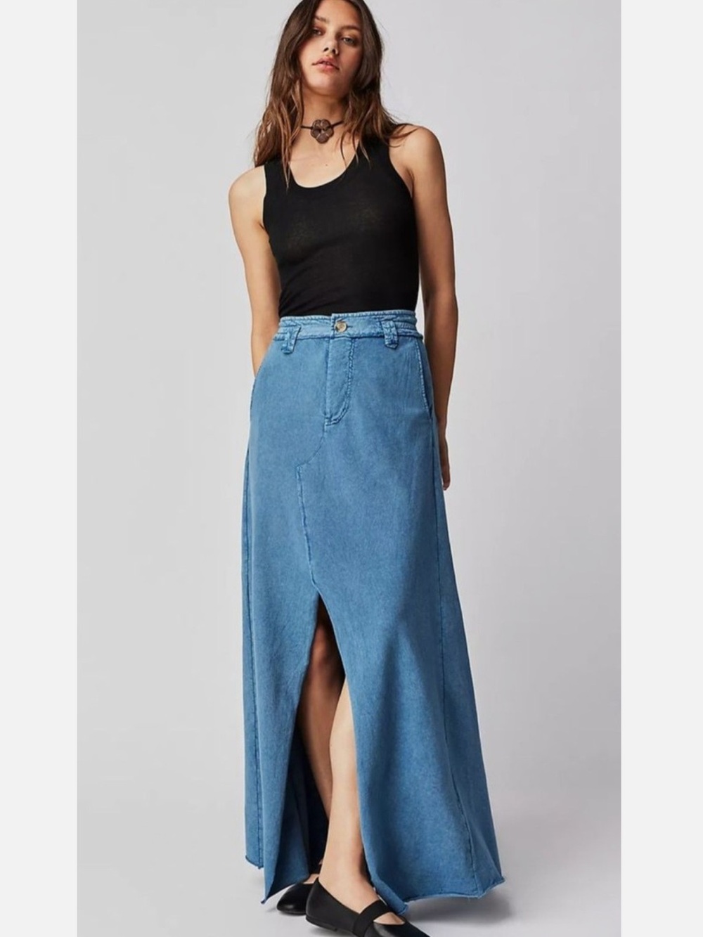 Free People One Kona Maxi Skirt with Front Slit